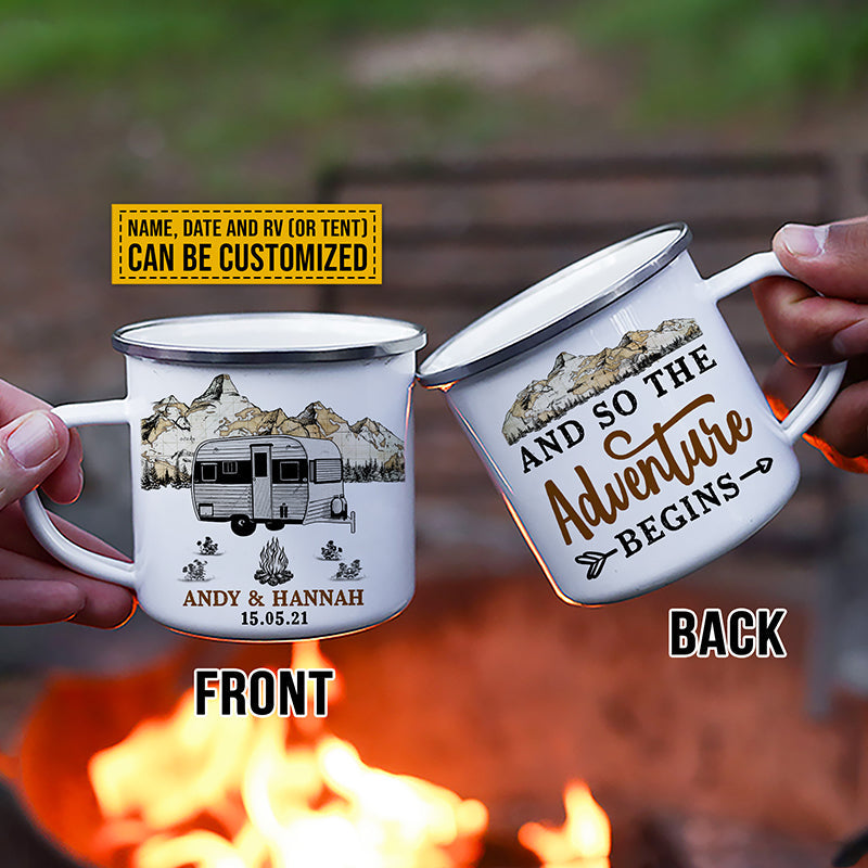 Personalized Camping Adventure Begins Customized Campfire Mug
