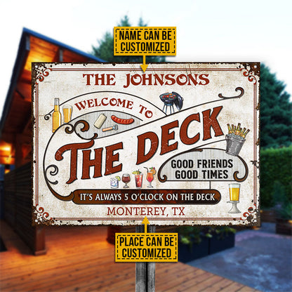 Personalized Deck Grilling Red Always 5 O'Clock Custom Classic Metal Signs