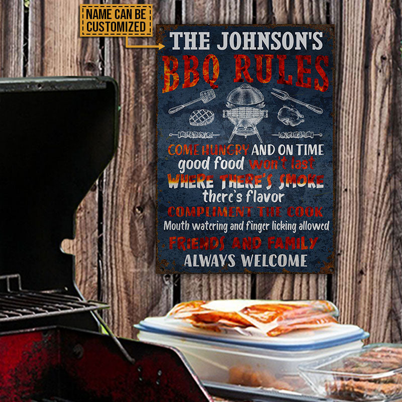 Personalized Grilling BBQ Rules Colors Customized Classic Metal Signs