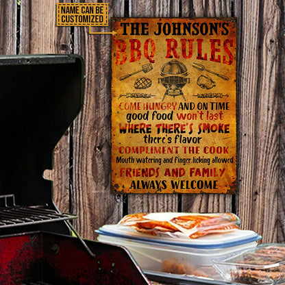 Personalized Grilling BBQ Rules Colors Customized Classic Metal Signs
