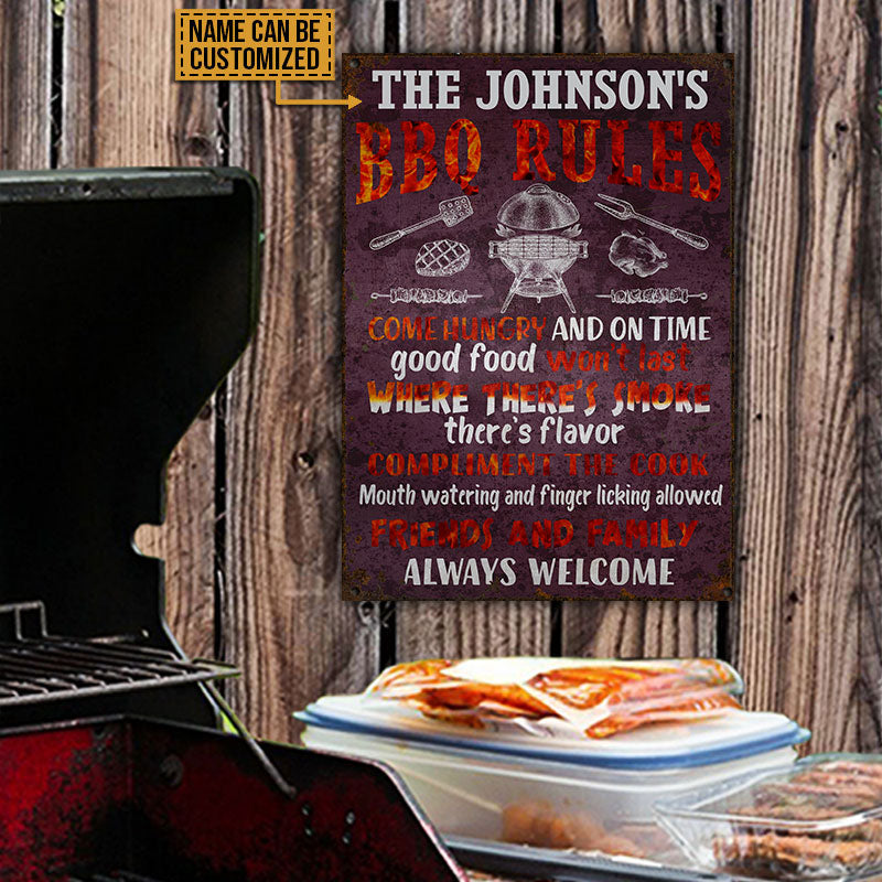 Personalized Grilling BBQ Rules Colors Customized Classic Metal Signs