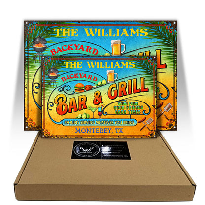 Personalized Grilling Summer Good Food Good Friends Customized Classic Metal Signs