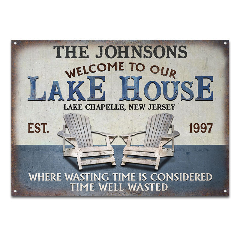 Personalized Lake Time Well Wasted Custom Classic Metal Signs