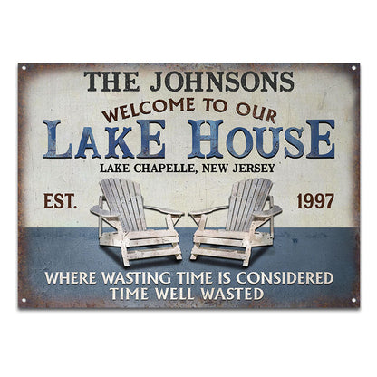 Personalized Lake Time Well Wasted Custom Classic Metal Signs