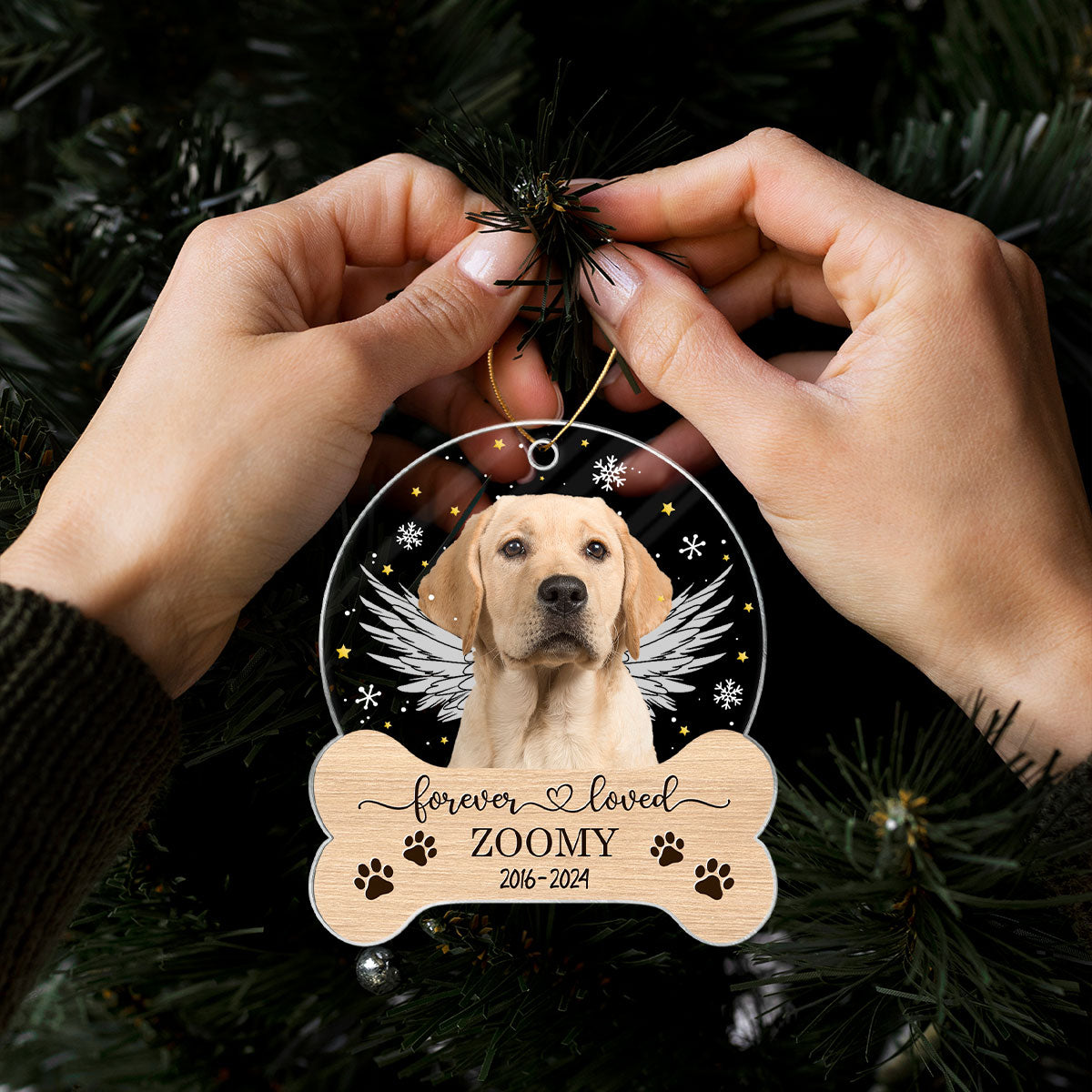 Personalized Dog Memorial Ornament, Custom Dog Photo Christmas Ornament, Pet Memorial Keepsake, Forever Loved Sympathy Gift