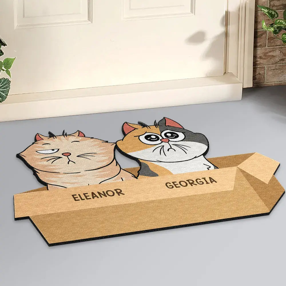 Pet Lover - Cats In A Box - Personalized Custom Shaped Doormat (AB) Doormat The Next Custom Gift