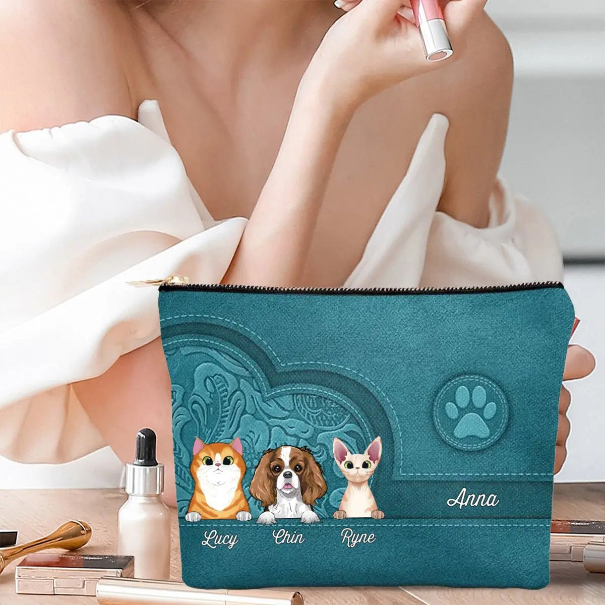 Pet Lover - Cute Dogs And Cats Aesthetic Pattern - Personalized Cosmetic Bag Cosmetic Bag The Next Custom Gift