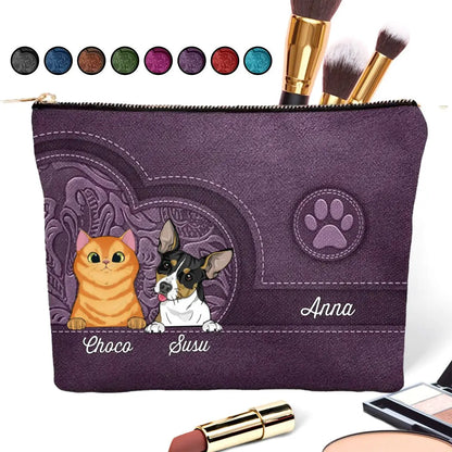 Pet Lover - Cute Dogs And Cats Aesthetic Pattern - Personalized Cosmetic Bag Cosmetic Bag The Next Custom Gift