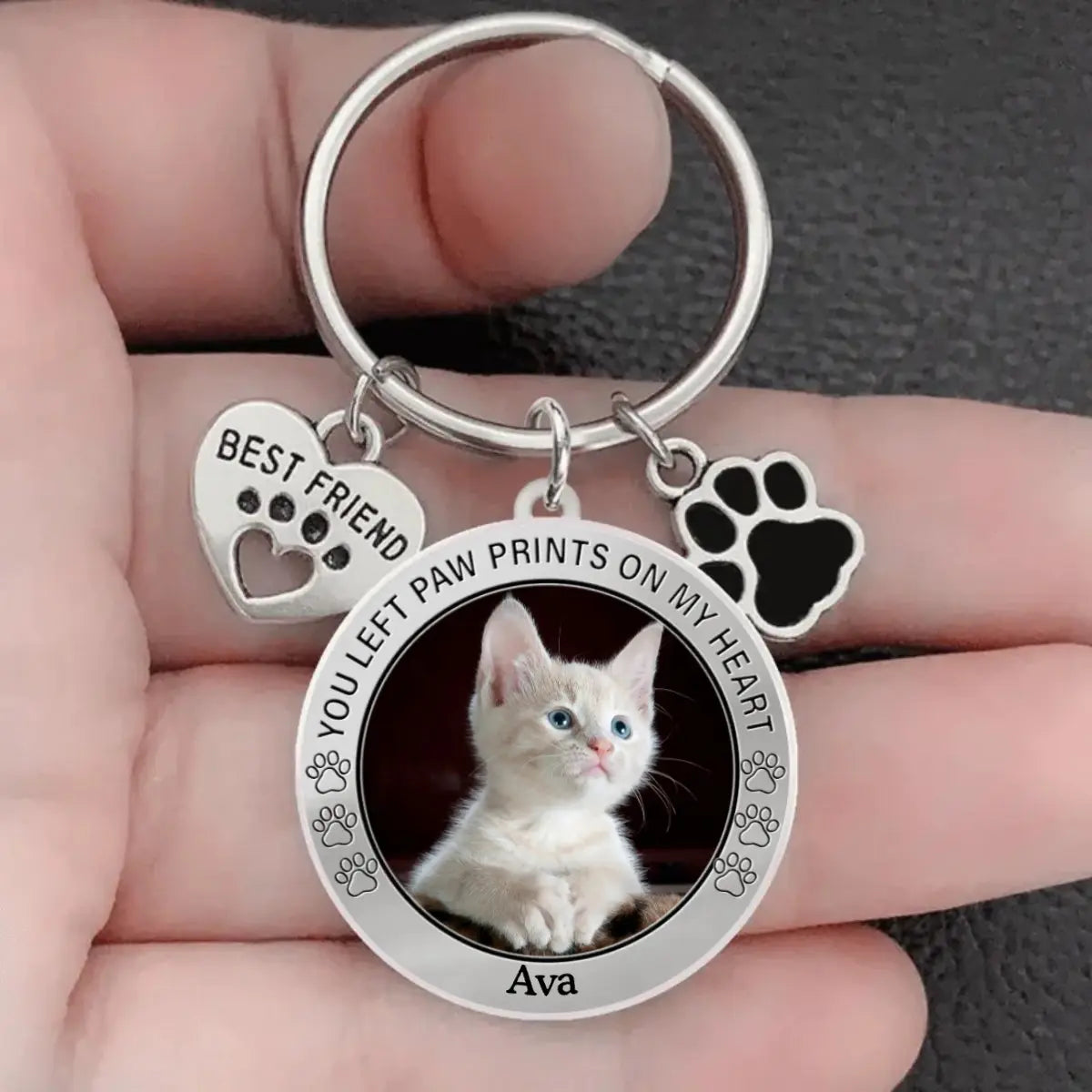 Pet Lover - You left paw prints on my heart - Personalized Photo Keychain Pet Charm Key Ornaments Keychain The Next Custom Gift