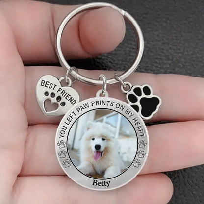 Pet Lover - You left paw prints on my heart - Personalized Photo Keychain Pet Charm Key Ornaments Keychain The Next Custom Gift