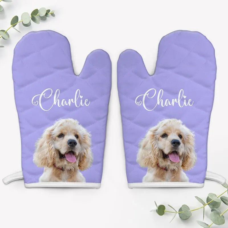 Pet Lovers - Custom Photo And Name Oven Mitt - Personalized Oven Mitts, Pot Holder Pot Holder The Next Custom Gift