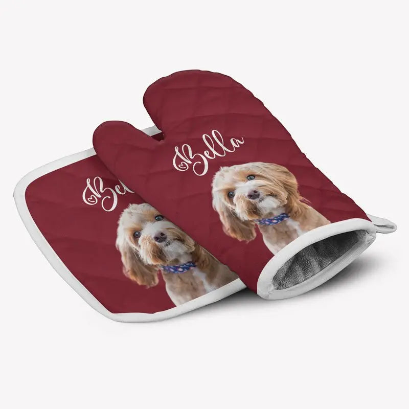 Pet Lovers - Custom Photo And Name Oven Mitt - Personalized Oven Mitts, Pot Holder Pot Holder The Next Custom Gift