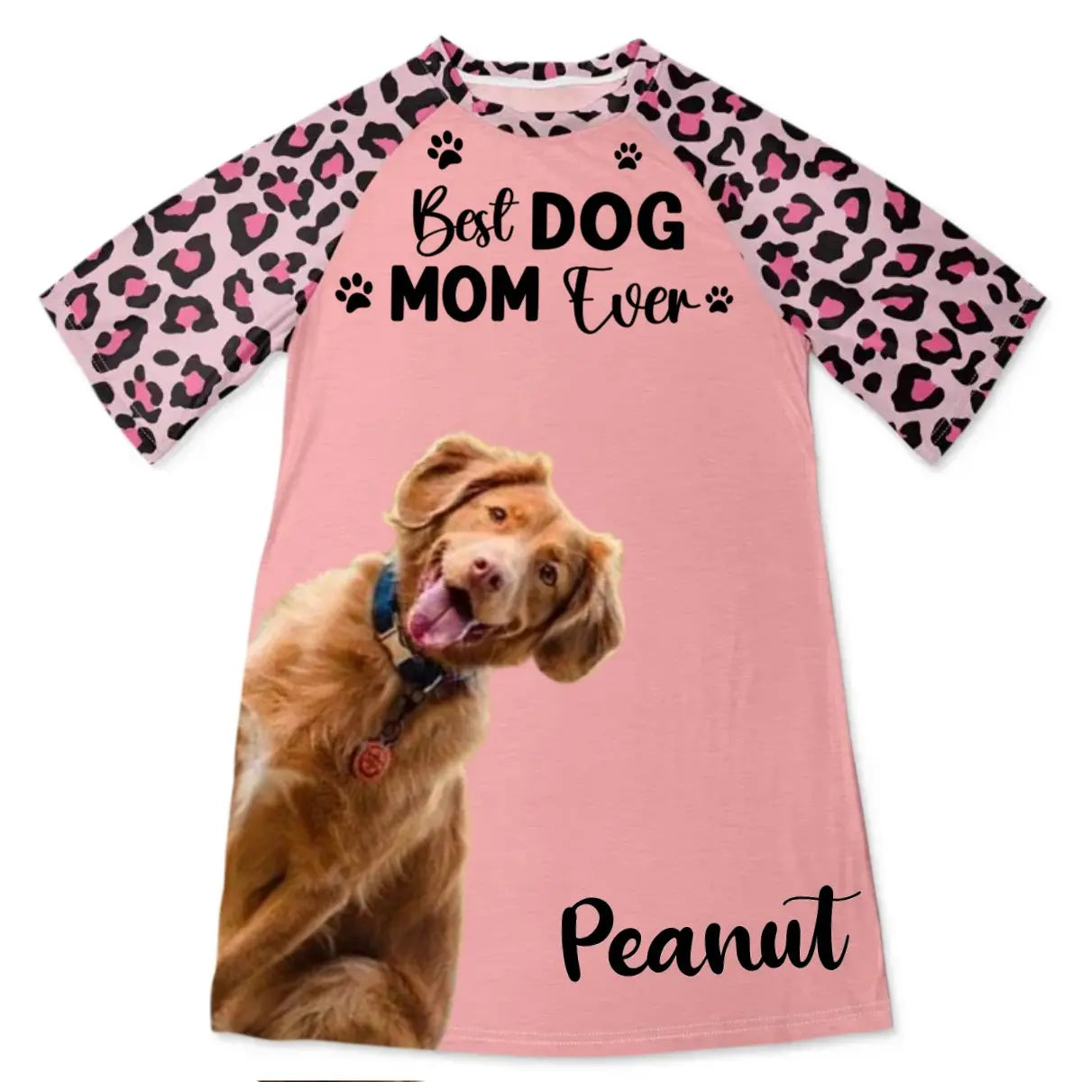 Pet Lovers - Custom Photo Best Dog Mom Cat Mom Ever - Gift For Grandma, Mom, Mother - Personalized Women's Sleep Tee