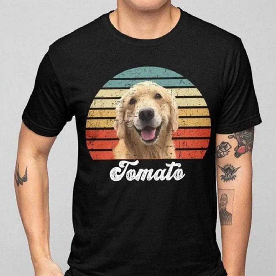 Pet Lovers - Custom Photo Dog Cat Vintage Retro - Personalized T-Shirt Shirts & Tops The Next Custom Gift