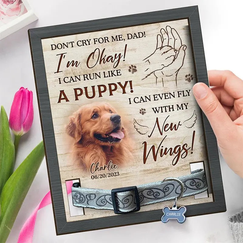 Pet Lovers - Custom Photo Don't Cry For Me I'll Be Okay - Personalized Memorial Pet Loss Sign (AB)  The Next Custom Gift