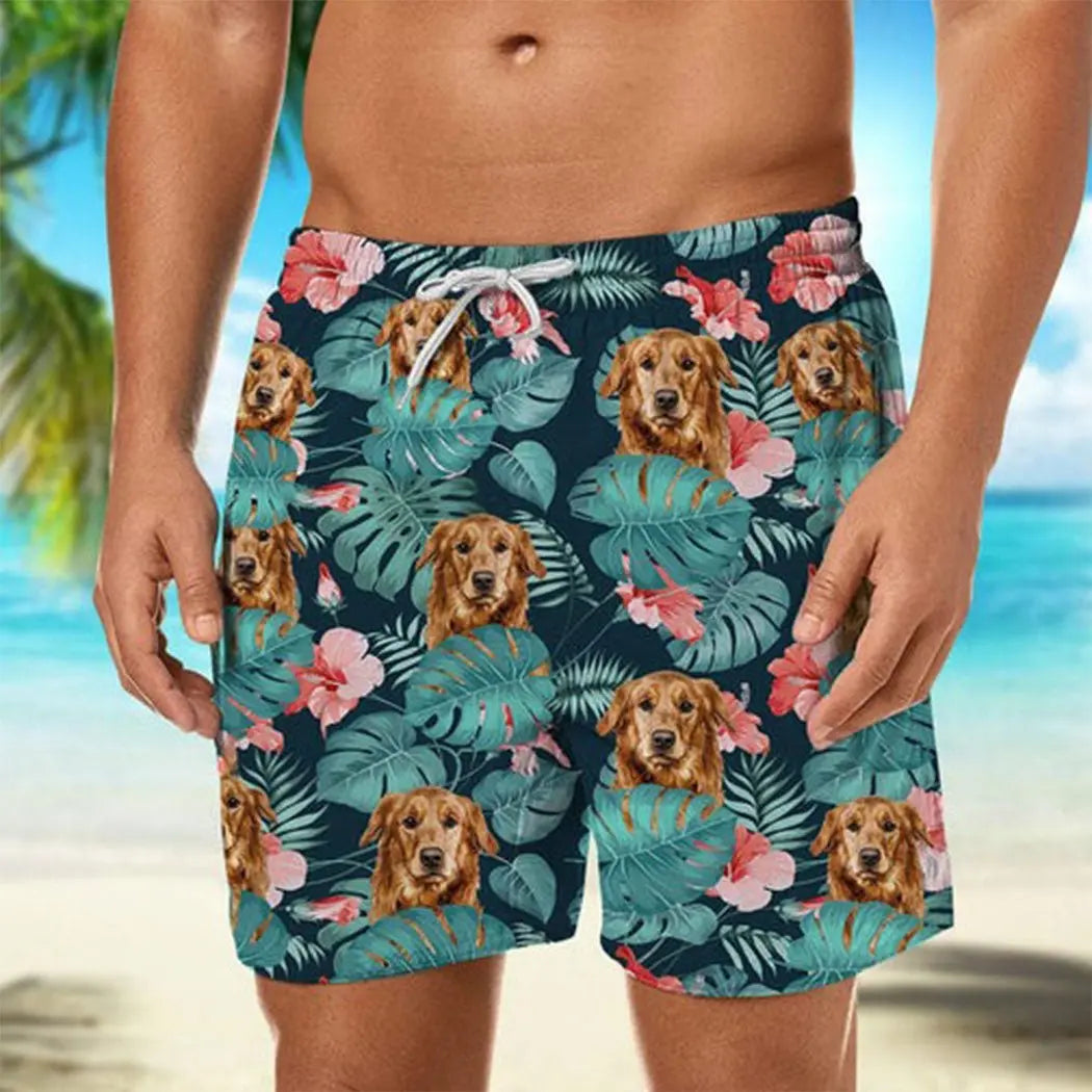 Pet Lovers - Custom Photo Flower Tropical Style - Personalized Beach Short Beach Short The Next Custom Gift