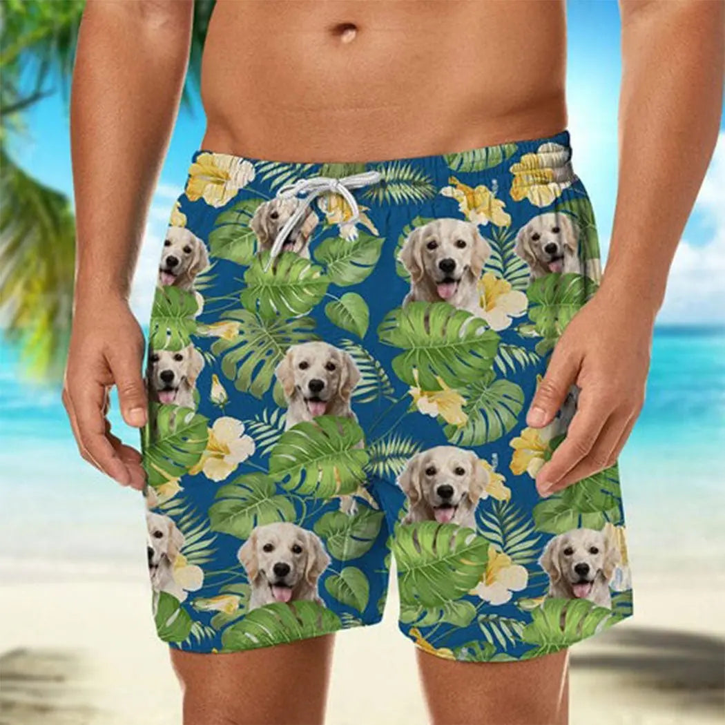 Pet Lovers - Custom Photo Flower Tropical Style - Personalized Beach Short Beach Short The Next Custom Gift