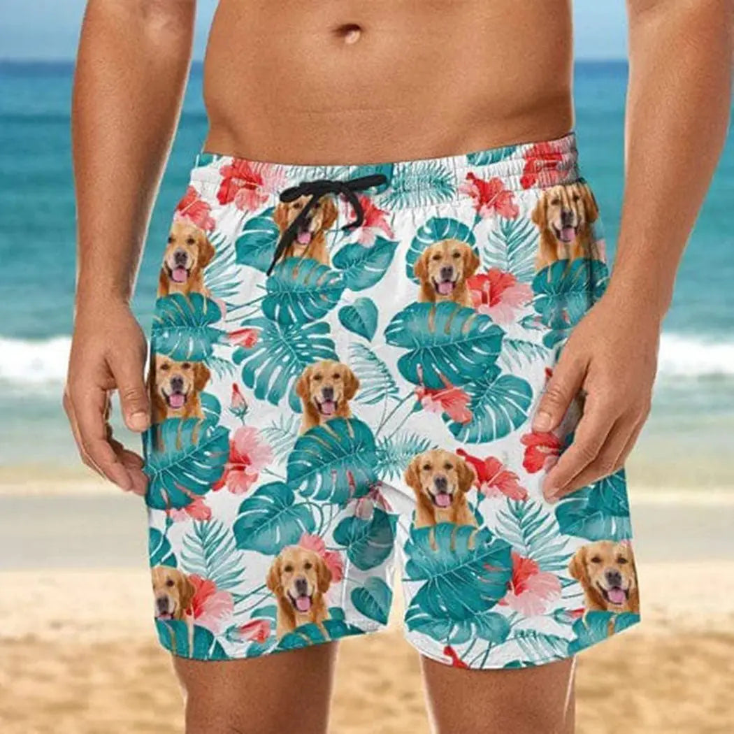 Pet Lovers - Custom Photo Flower Tropical Style - Personalized Beach Short Beach Short The Next Custom Gift