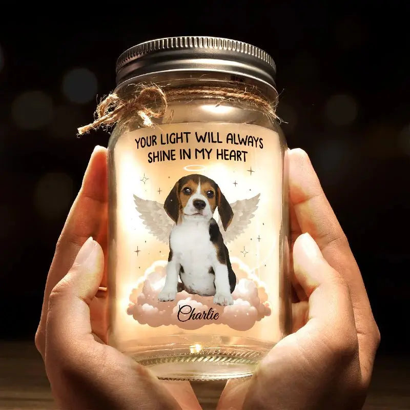 Pet Lovers - Custom Photo Forever In My Heart - Personalized Mason Jar Photo Light (HJ) Drinking Jar The Next Custom Gift