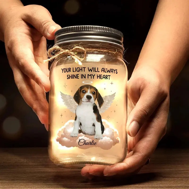 Pet Lovers - Custom Photo Forever In My Heart - Personalized Mason Jar Photo Light (HJ) Drinking Jar The Next Custom Gift