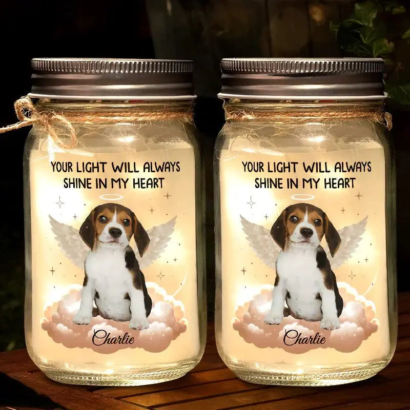 Pet Lovers - Custom Photo Forever In My Heart - Personalized Mason Jar Photo Light (HJ) Drinking Jar The Next Custom Gift