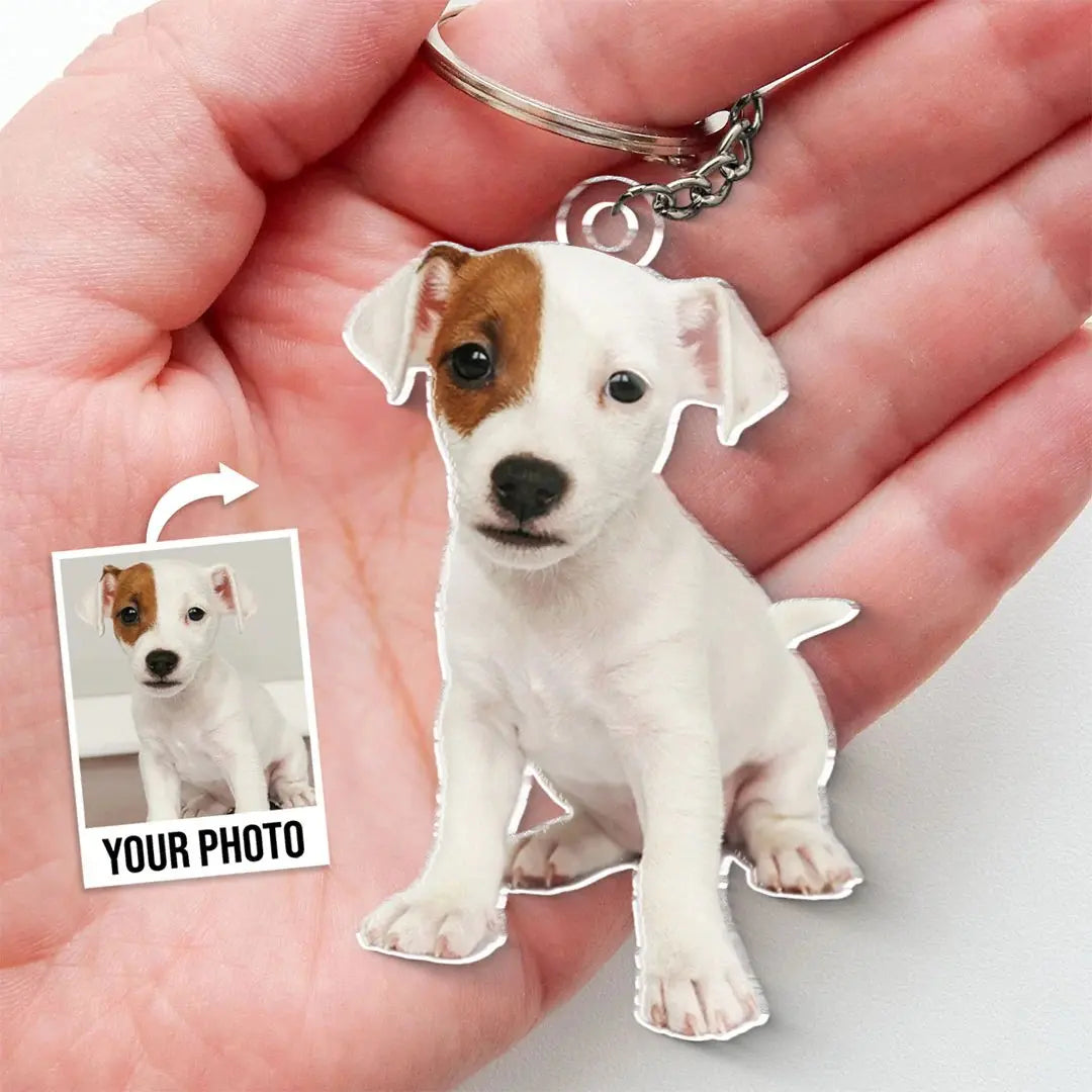 Pet Lovers - Custom Photo Happiness Is A Warm Puppy - Personalized Acrylic Keychain - The Next Custom Gift  Keychain