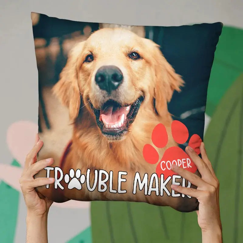 Pet Lovers - Custom Photo Trouble Maker - Personalized Custom Pillow (AQ) Pillow The Next Custom Gift