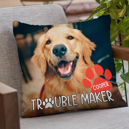 Pet Lovers - Custom Photo Trouble Maker - Personalized Custom Pillow (AQ) Pillow The Next Custom Gift