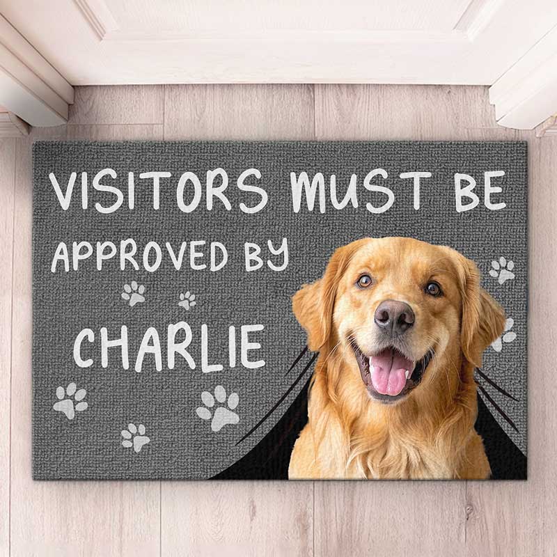 Pet Lovers - Custom Photo Visitors Must Be Approved By This Dog - Personalized Doormat Doormat The Next Custom Gift