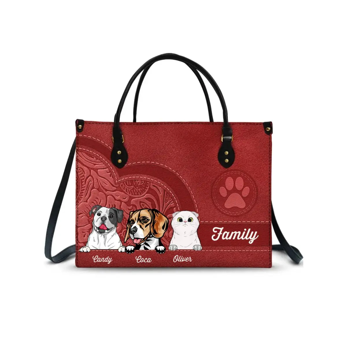 Pet Lovers - Cute Dogs And Cats Aesthetic Pattern - Personalized Leather Bag (AQ) Leather Handbag The Next Custom Gift