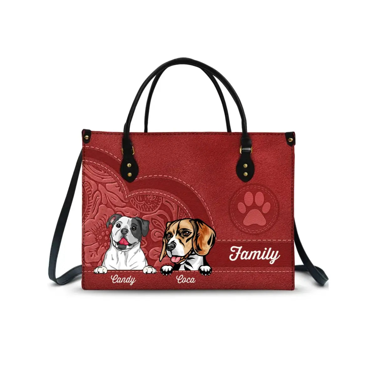 Pet Lovers - Cute Dogs And Cats Aesthetic Pattern - Personalized Leather Bag (AQ) Leather Handbag The Next Custom Gift