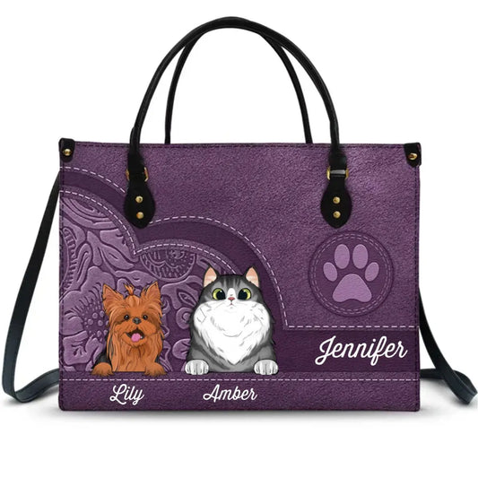 Pet Lovers - Cute Dogs And Cats Aesthetic Pattern - Personalized Leather Bag (VT) Leather Handbag The Next Custom Gift