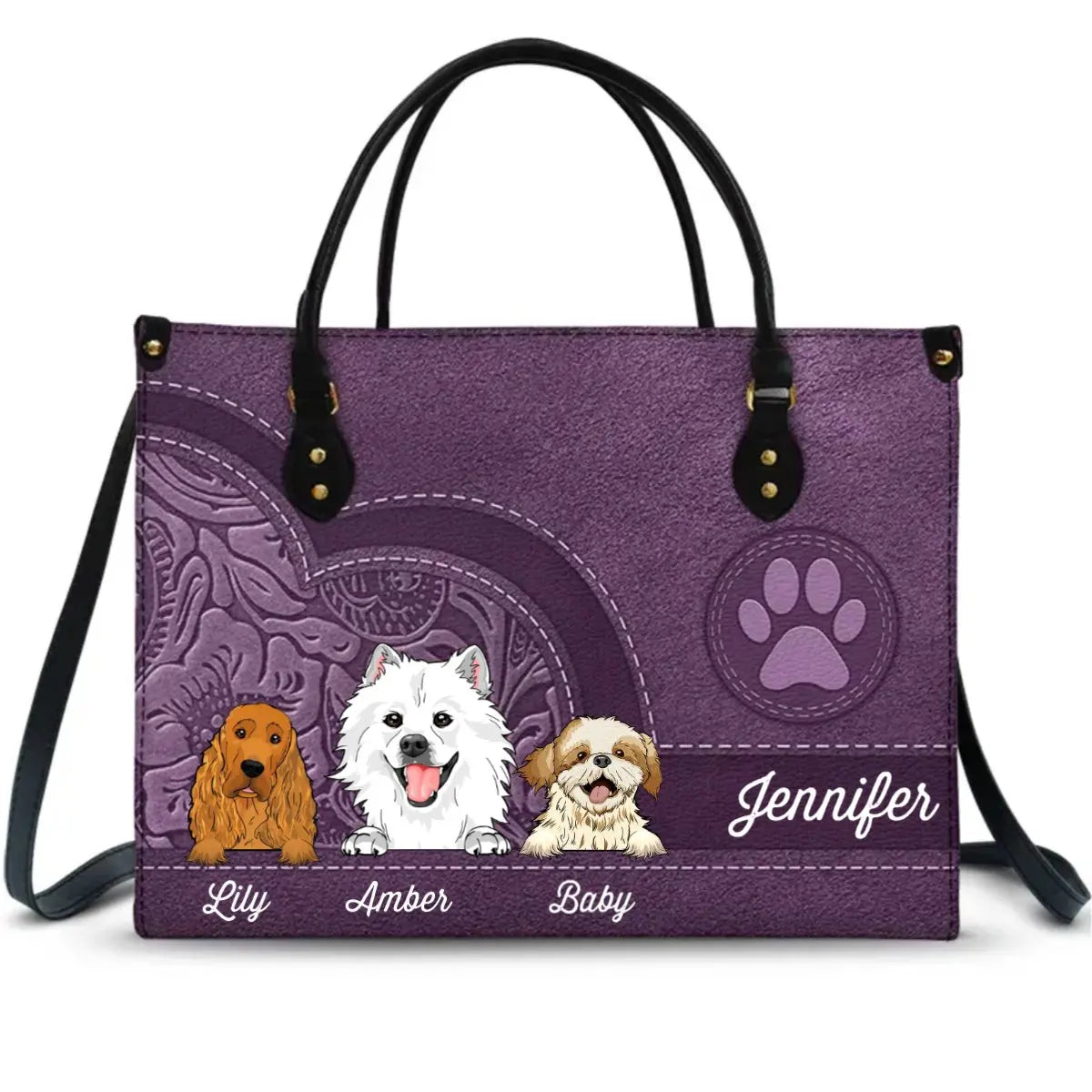 Pet Lovers - Cute Dogs And Cats Aesthetic Pattern - Personalized Leather Bag (VT) Leather Handbag The Next Custom Gift