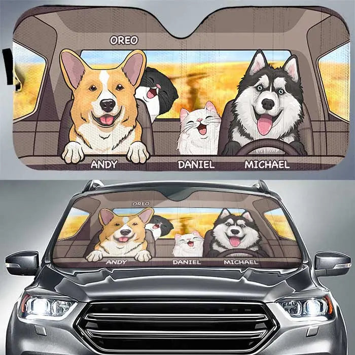 Pet Lovers - Dogs And Cats - Personalized Auto Sunshade Sunshade The Next Custom Gift