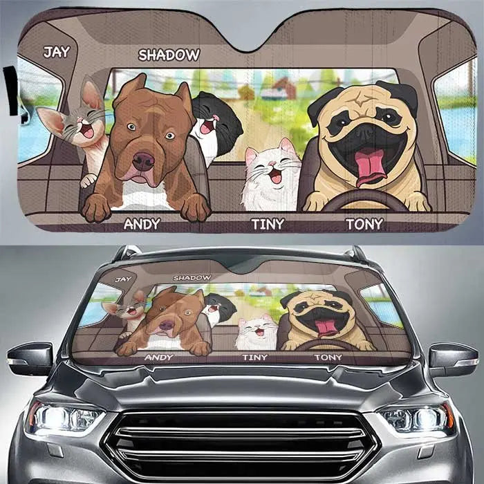 Pet Lovers - Dogs And Cats - Personalized Auto Sunshade Sunshade The Next Custom Gift