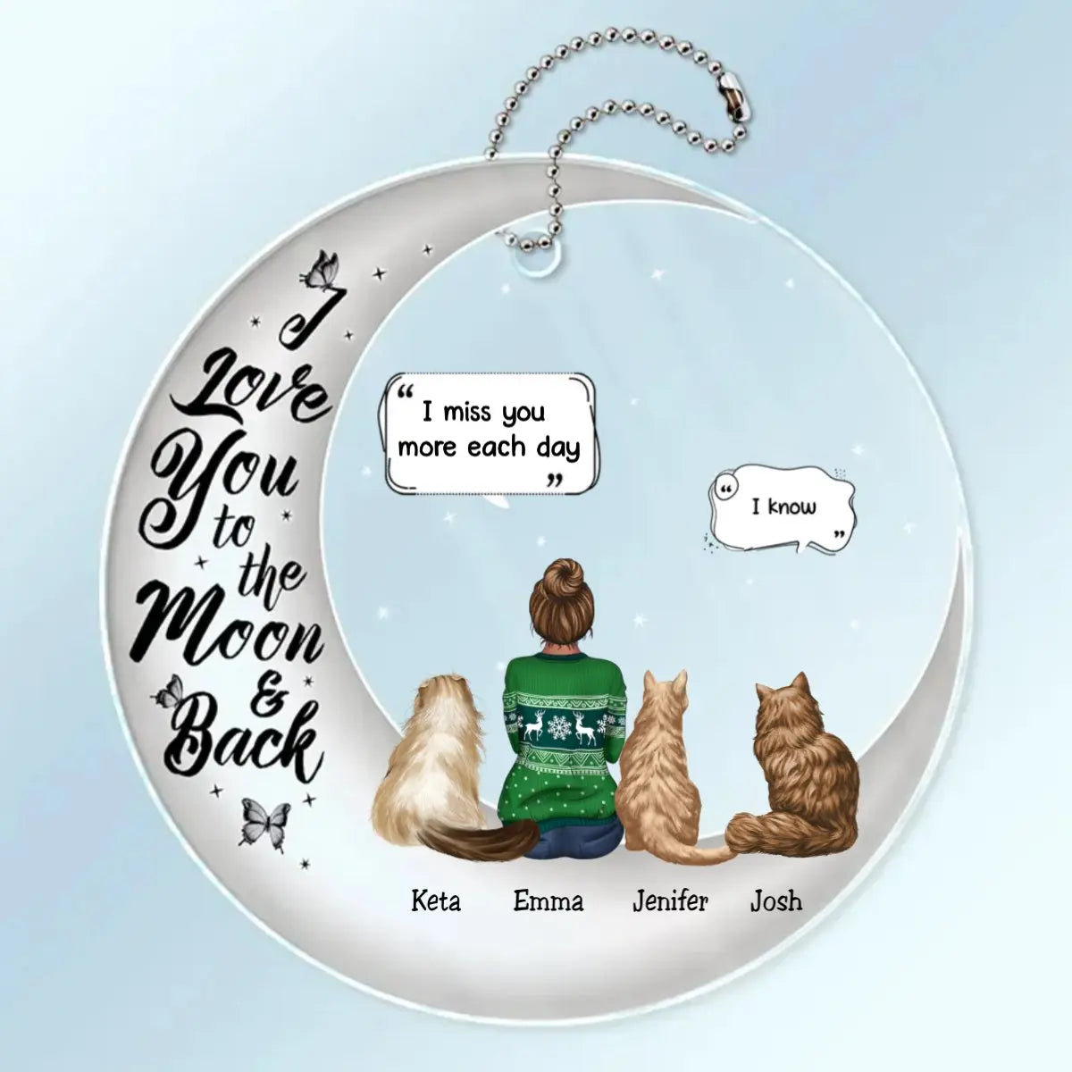 Pet Lovers - I Love You To The Moon And Back - Personalized Acrylic Car Hanger Keychain The Next Custom Gift