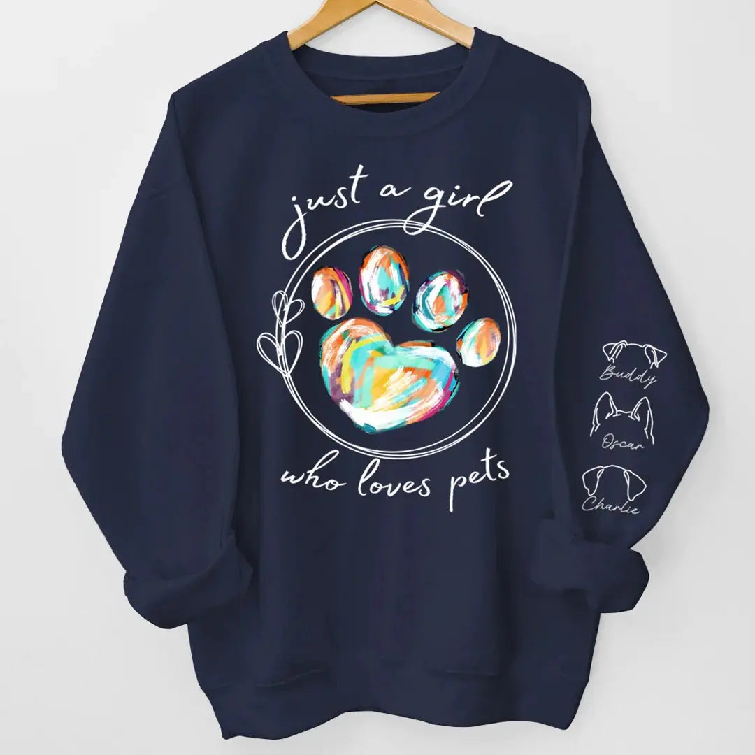 Pet Lovers - Just A Girl Who Loves Dogs - Personalized Sweatshirt (HJ) Shirts & Tops The Next Custom Gift