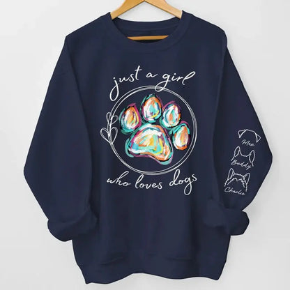 Pet Lovers - Just A Girl Who Loves Dogs - Personalized Sweatshirt (HJ) Shirts & Tops The Next Custom Gift