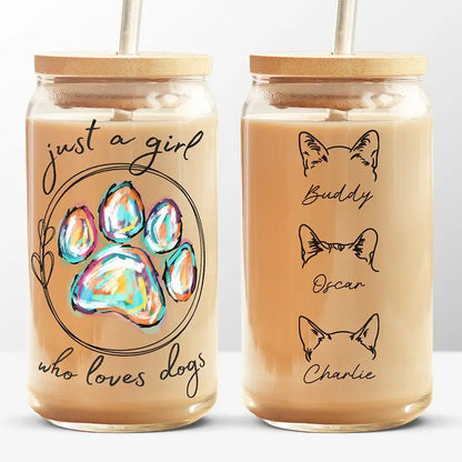 Pet Lovers - Just A Girl Who Loves Pets - Personalized Clear Glass Can Glass Can The Next Custom Gift