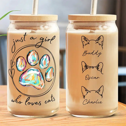 Pet Lovers - Just A Girl Who Loves Pets - Personalized Clear Glass Can Glass Can The Next Custom Gift