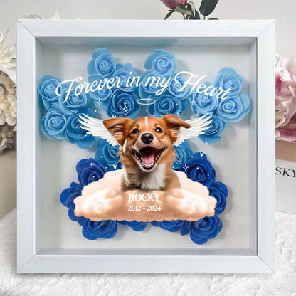 Pet Lovers - Pet Loss Paw Print  - Personalized Flower Shadow Box Personalized Flower Shadow Box The Next Custom Gift