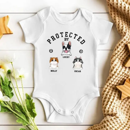 Pet Lovers - Protected By Pets - Personalized Baby Onesie Baby Onesie The Next Custom Gift