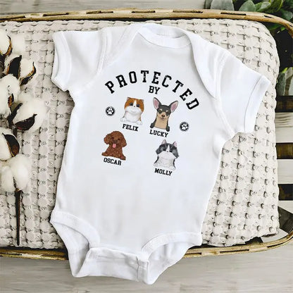 Pet Lovers - Protected By Pets - Personalized Baby Onesie Baby Onesie The Next Custom Gift