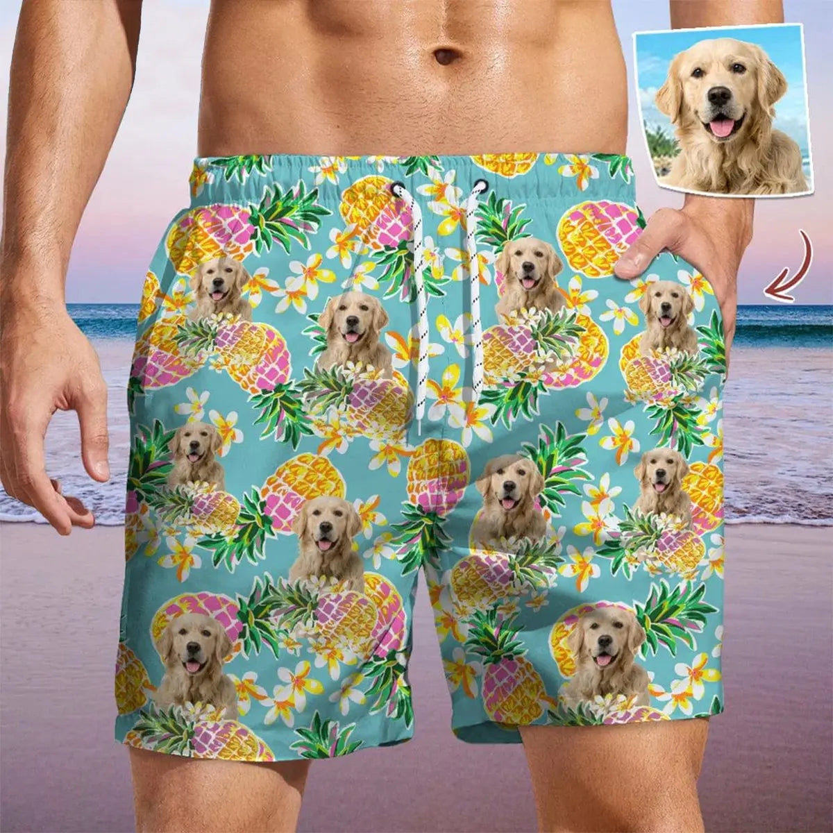 Pet Lovers - Upload Dog Photo - Personalized Beach Short Beach Short The Next Custom Gift