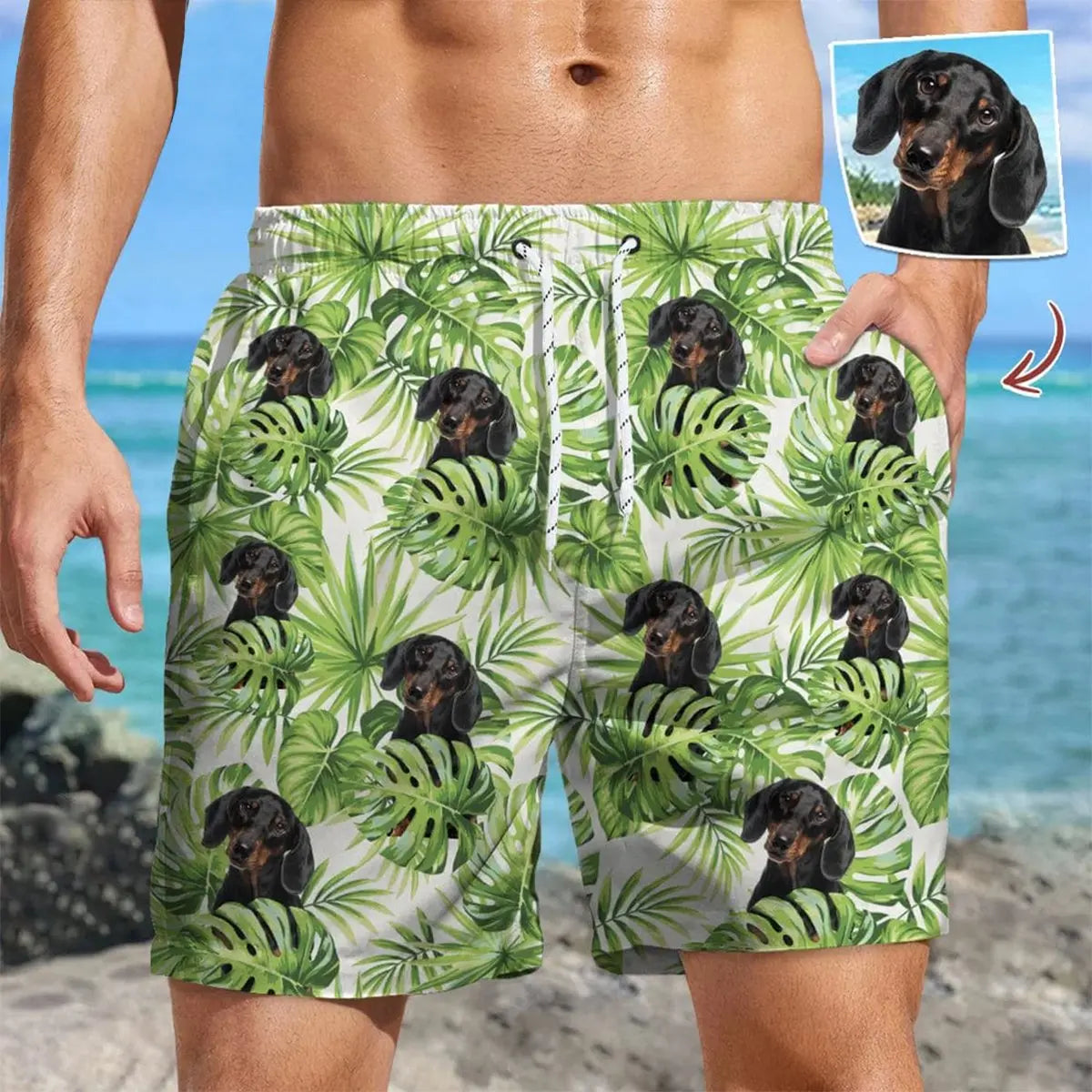 Pet Lovers - Upload Dog Photo - Personalized Beach Short Beach Short The Next Custom Gift