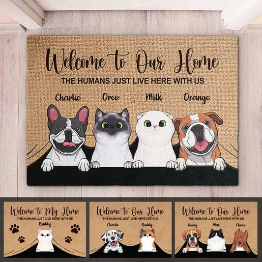 Pet Lovers - Welcome To Our Home - Personalized Doormat