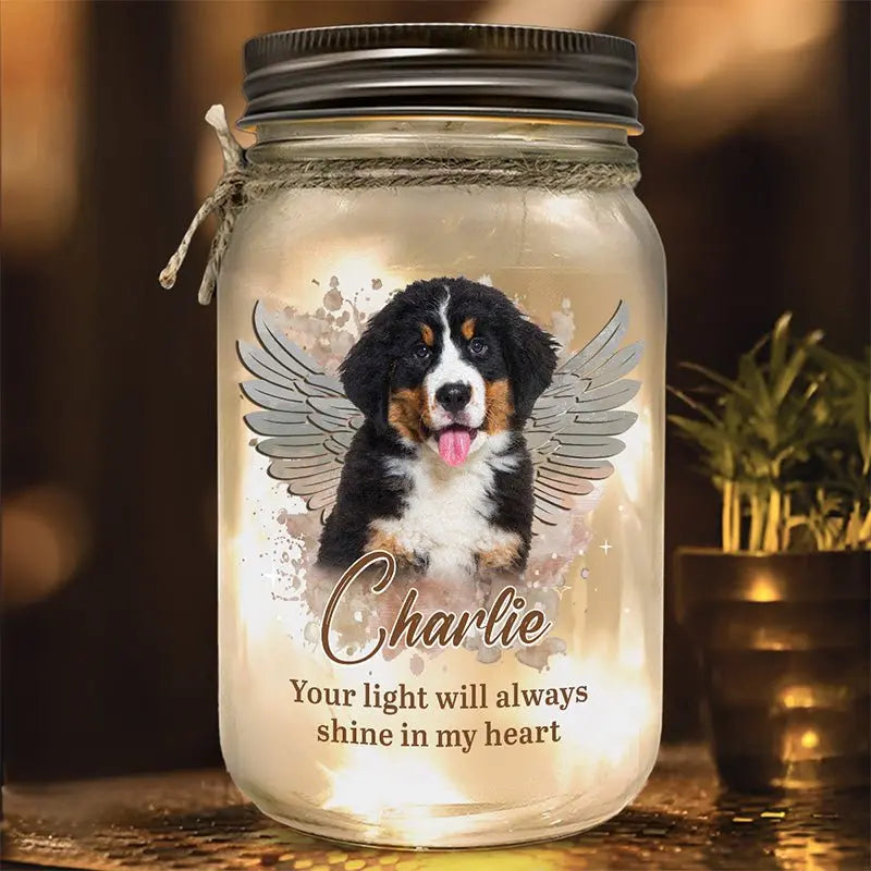 Pet Lovers - Your Light Will Always Shine In My Heart - Personalized Jar Light  The Next Custom Gift