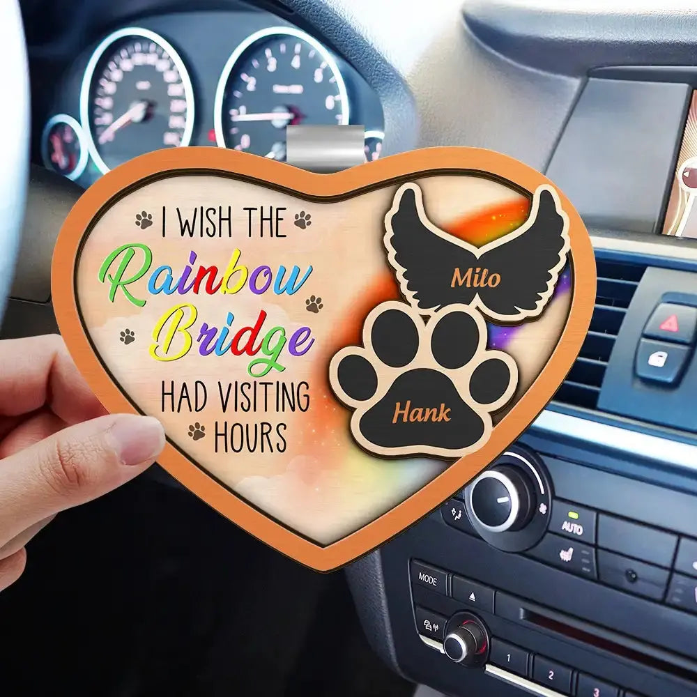 Pet Memorial A Piece Of My Heart Is At The Rainbow Bridge - Personalized Custom Shaped Car Visor Clip Car Visor Clip The Next Custom Gift