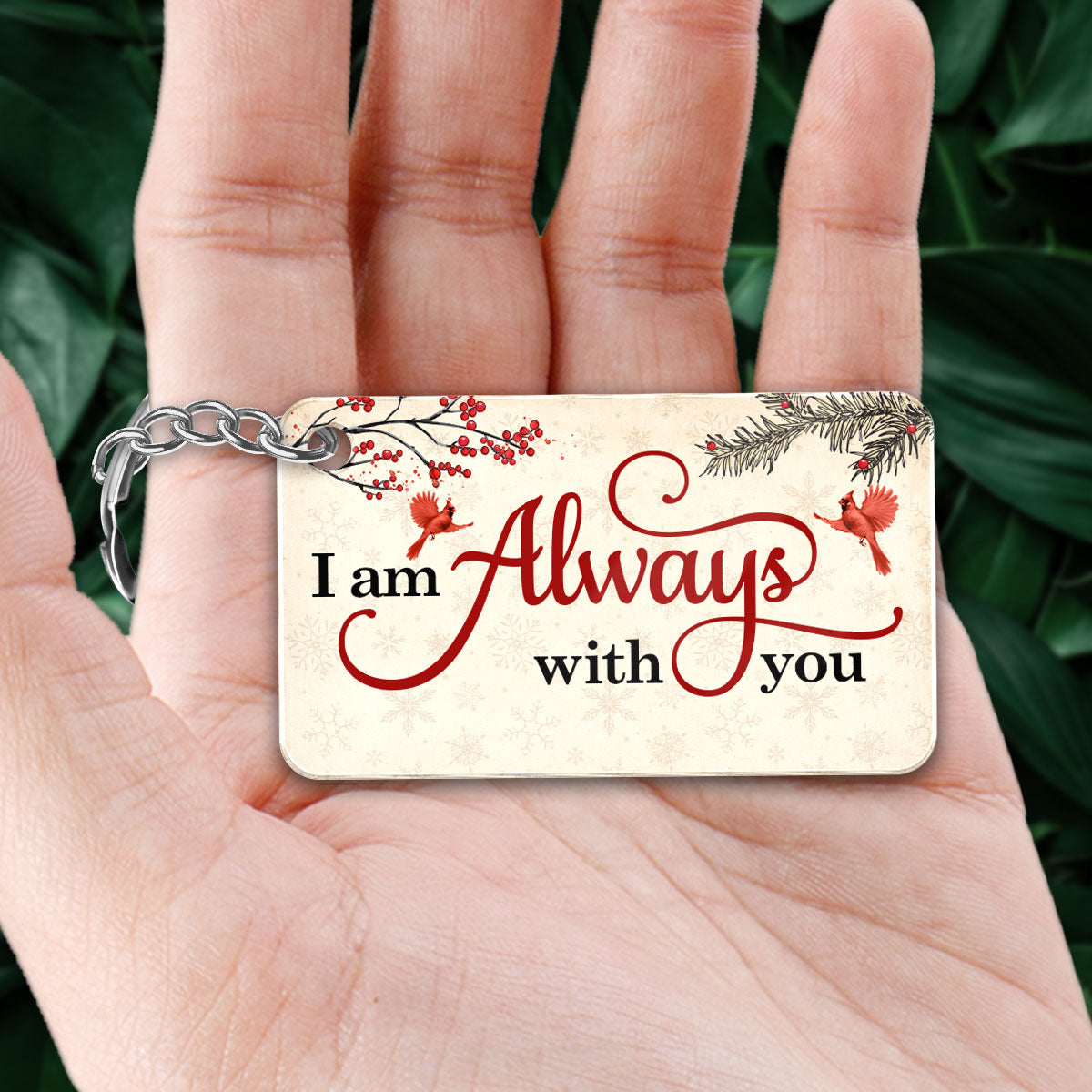 Cardinals On Branch Family Memorial Remembrance Keepsake Personalized Acrylic Keychain