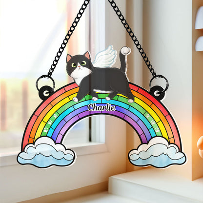 Cats Loss Memorial Rainbow Bridge Personalized Suncatcher Ornament